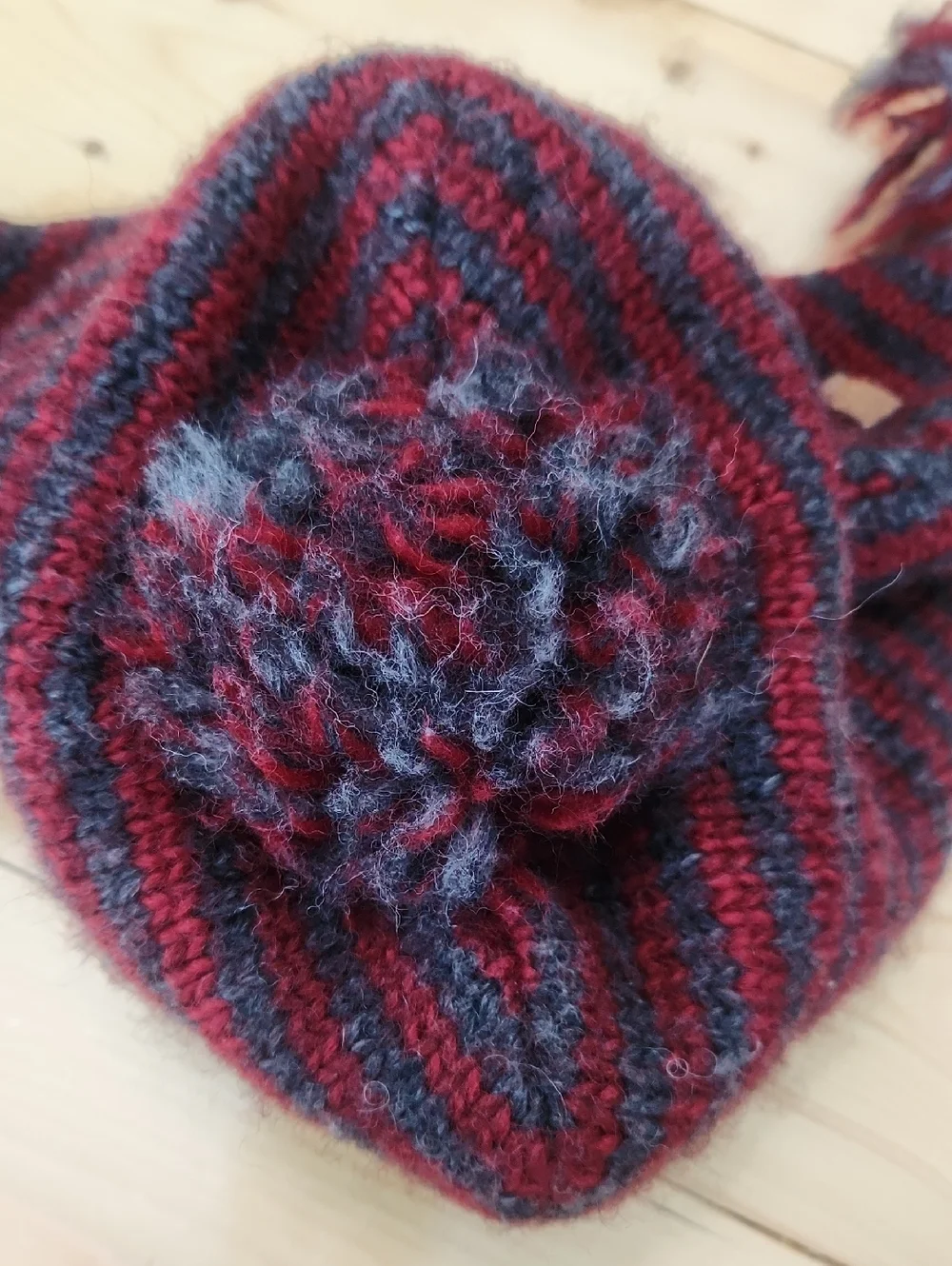 DeLux KNITWITS Striped Adult SOCK MONKEY Hat Wool Blend Fleece Lined